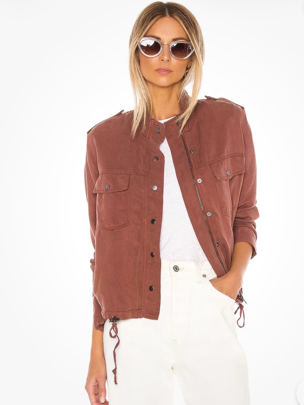 Rails Collins Jacket Women Small Full Zip Snaps Lyocell Linen Brick Color